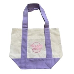 Trader Joe's Lavender & Cream Mini Tote Bag